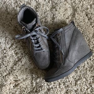 Gray Wedged Sneakers